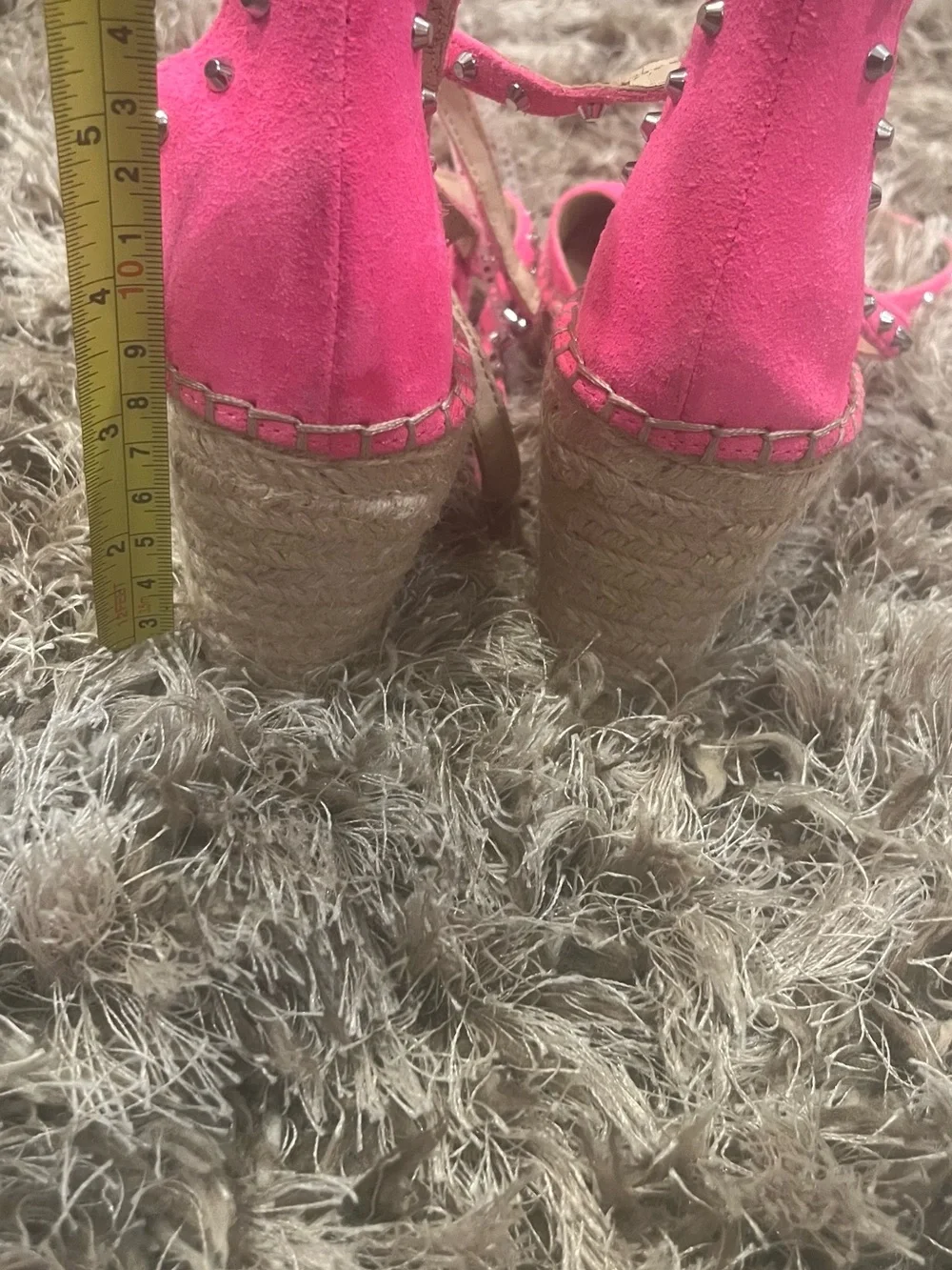 Vince Camuto Bright Pink Studded Espadrille Sandals
